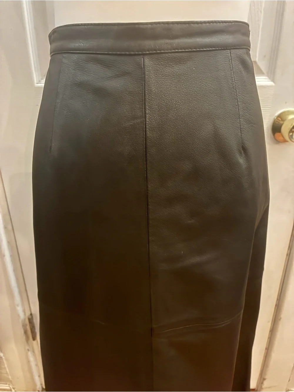 VTG Newport News Genuine Leather Panel Maxi Skirt Black 8 Goth Whimsygoth